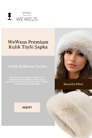 WeWeus Krem Bej Tüylü Kürk Görünümlü Kışlık Premium Kadın Şapka