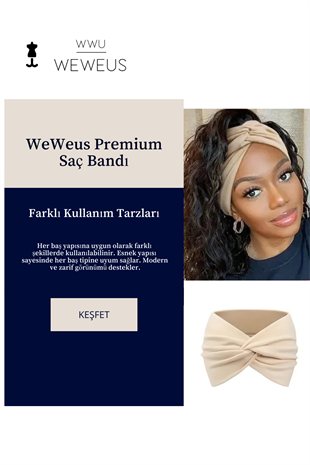 WeWeus Krem Düz Premium Kadın Saç Bandı