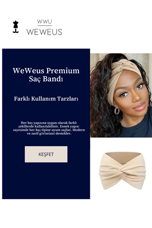 WeWeus Krem Düz Premium Kadın Saç Bandı