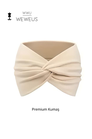 WeWeus Krem Düz Premium Kadın Saç Bandı