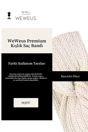 WeWeus Krem Örme Kışlık Premium Kadın Saç Bandı