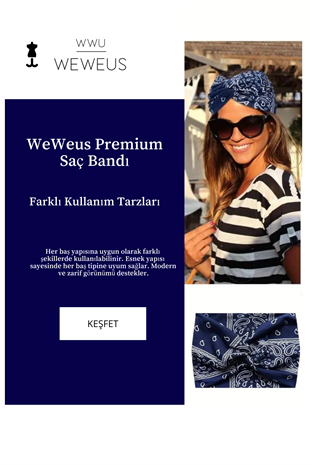 WeWeus Lacivert Damla Desen Premium Kadın Saç Bandı