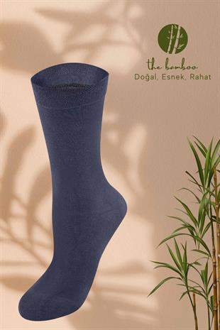 Weweus Lacivert Doğal Bambu Lüks Kışlık Bayan Çorap 942