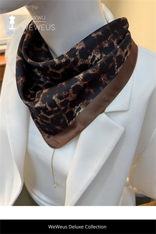 WeWeus Leopar Desen Saten Lüks Bandana Fular