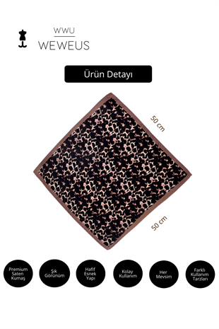 WeWeus Leopar Desen Saten Lüks Bandana Fular