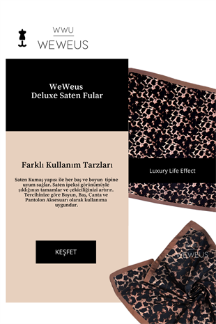 WeWeus Leopar Desen Saten Lüks Bandana Fular