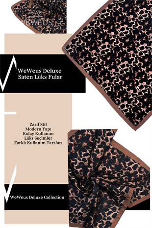 WeWeus Leopar Desen Saten Lüks Bandana Fular