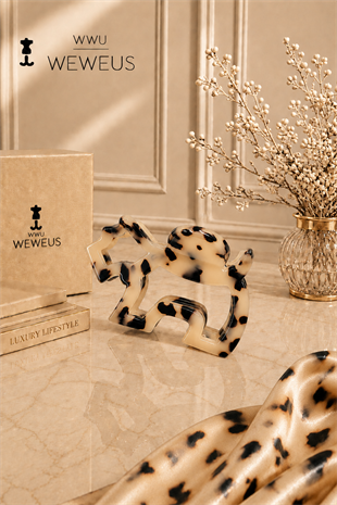 WeWeus Leopar Desenli Premium Köpek Şekilli Kemik Mandal Toka