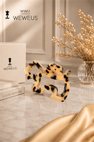 WeWeus Leopar Desenli Premium Köpek Şekilli Kemik Mandal Toka