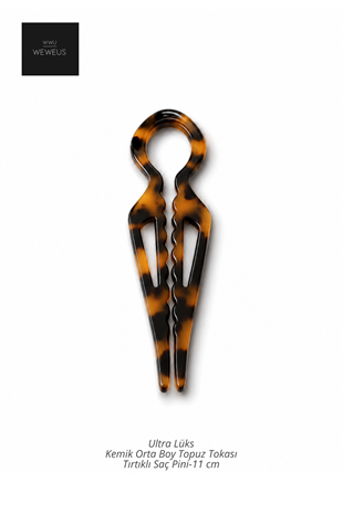 WeWeus Leopar Premium Kemik Topuz Saç Tokası-Saç Pini 11 cm