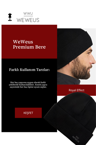 WeWeus Lüks Akrilik Siyah Erkek Bere