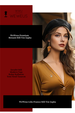 WeWeus Siyah Fransız Kışlık Premium Kadın Şapka