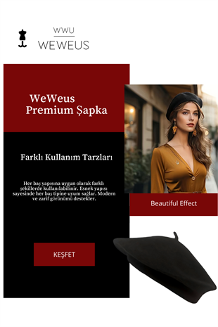 WeWeus Siyah Fransız Kışlık Premium Kadın Şapka