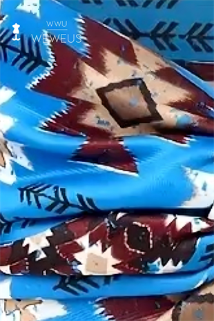 WeWeus Mavi Baklava Desen Premium Kadın Saç Bandı