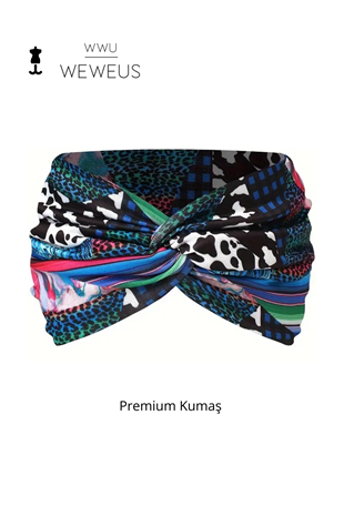 WeWeus Mavi İnek Desen PremiumKadın Saç Bandı