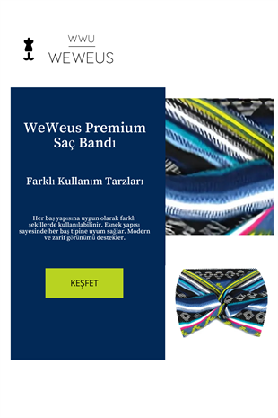 WeWeus Mavi Zikzak Desen Premium Kadın Saç Bandı