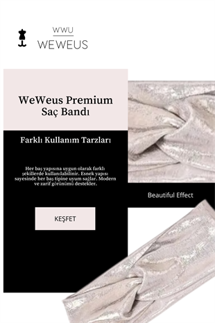 WeWeus Metalik Beyaz Renk Premium Kadın Saç Bandı
