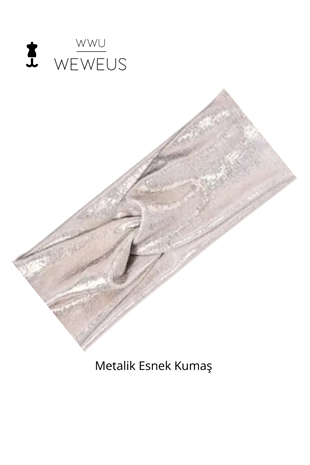 WeWeus Metalik Beyaz Renk Premium Kadın Saç Bandı