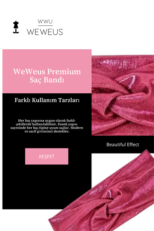 WeWeus Metalik Pembe Fuşya Renk Premium Kadın Saç Bandı