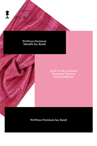 WeWeus Metalik Pembe Fuşya Renk Premium Kadın Saç Bandı