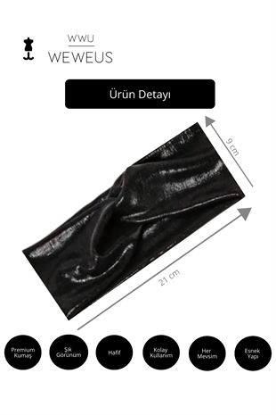 WeWeus Metalik Siyah Renk Premium Kadın Saç Bandı