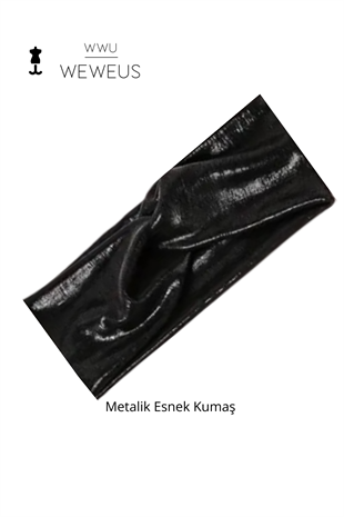 WeWeus Metalik Siyah Renk Premium Kadın Saç Bandı