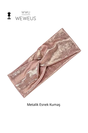 WeWeus Metalik Toz Pembe Renk Premium Kadın Saç Bandı