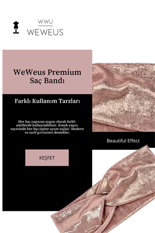 WeWeus Metalik Toz Pembe Renk Premium Kadın Saç Bandı