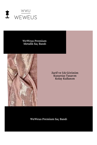 WeWeus Metalik Toz Pembe Renk Premium Kadın Saç Bandı