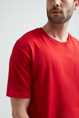 Weweus Kırmızı Oversize Erkek Tişört 1023