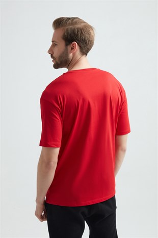 Weweus Kırmızı Oversize Erkek Tişört 1023