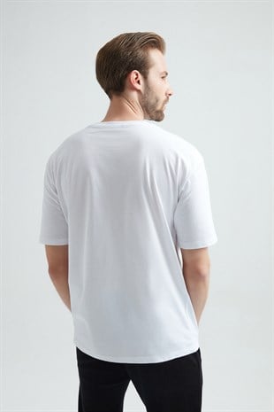 Weweus Beyaz Oversize Erkek Tişört 1023