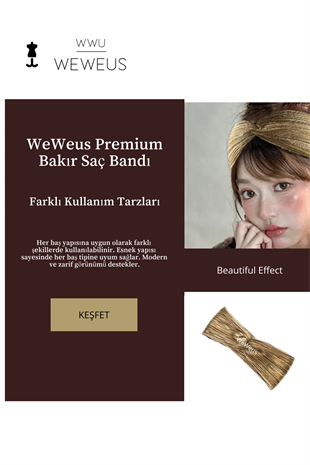 WeWeus Parlak Bakır Renk Premium Kadın Saç Bandı