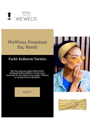 WeWeus Parlak Gold Altın Renk Premium Kadın Saç Bandı