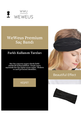 WeWeus Parlak Siyah Renk Premium Kadın Saç Bandı