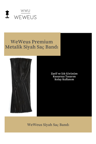 WeWeus Parlak Siyah Renk Premium Kadın Saç Bandı