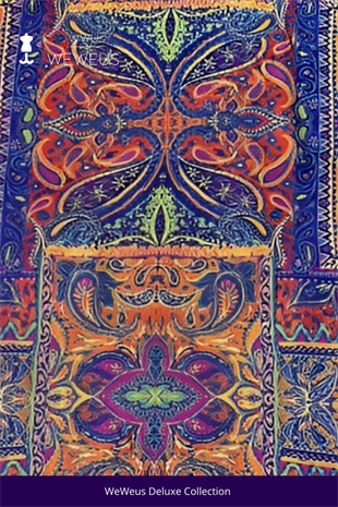 WeWeus Pembe Etnik Desen Saten Lüks Bandana Fular