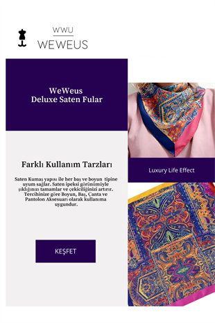 WeWeus Pembe Etnik Desen Saten Lüks Bandana Fular