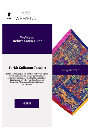 WeWeus Pembe Etnik Desen Saten Lüks Bandana Fular