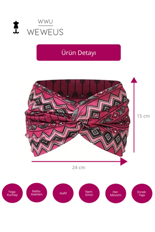 WeWeus Pembe Zikzak Desen Premium Kadın Saç Bandı