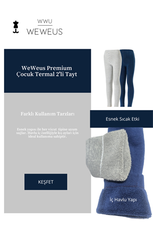 Weweus Premium Lacivert Gri Çocuk Termal 2li Tayt 