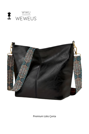 WeWeus Premium Lüks Kadın Siyah Askılı Omuz Çantası