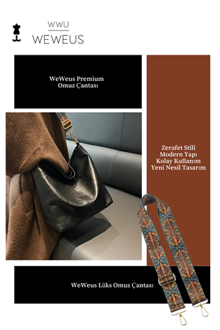 WeWeus Premium Lüks Kadın Siyah Askılı Omuz Çantası