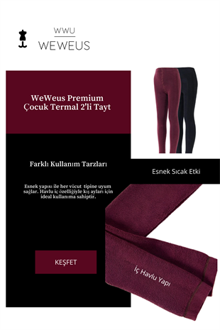 Weweus Premium Siyah Bordo Çocuk Termal 2li Tayt 