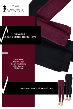Weweus Premium Siyah Bordo Çocuk Termal 2li Tayt 