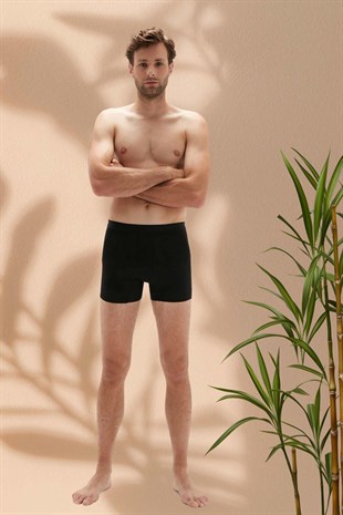 Weweus Siyah 3lü Erkek Süper İnce Doğal Bambu Lüks Boxer 1012