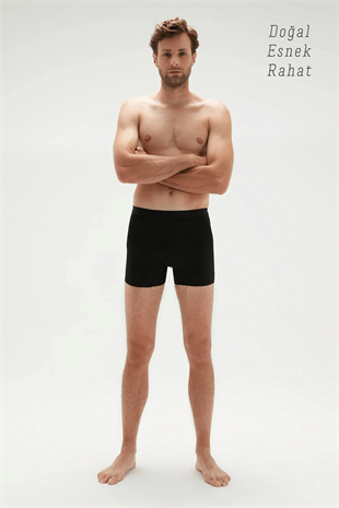 Weweus Siyah 3lü Erkek Süper İnce Doğal Bambu Lüks Boxer 1012