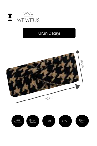 WeWeus Siyah Açık Kahve Kışlık Premium Kadın Saç Bandı