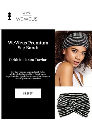 WeWeus Siyah Beyaz Desen Premium Kadın Saç Bandı