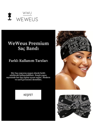 WeWeus Siyah Damla Desen Premium Kadın Saç Bandı